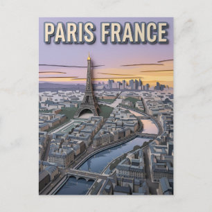 Cartão Postal Arte de Recorte de Papel Paris França