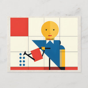 Cartão Postal Arte de Remix de IA Bauhaus Jardim Menina