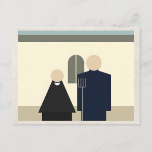 Cartão Postal Arte de Remix de IA Minimalismo Casal