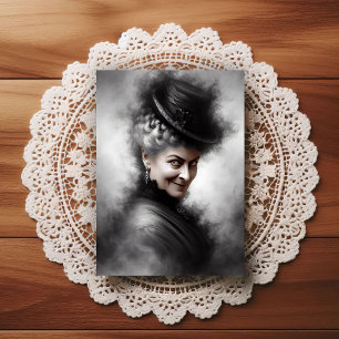 Cartão Postal Arte de retrato misterioso e assustador de mulher 