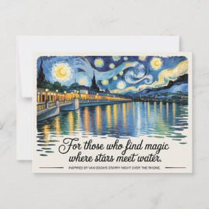 Cartão Postal Arte de Ródano Noturno Estrelado de Van Gogh inspi