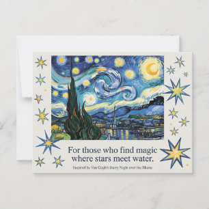 Cartão Postal Arte de Ródano Noturno Estrelado de Van Gogh inspi