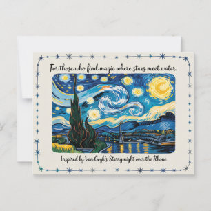 Cartão Postal Arte de Ródano Noturno Estrelado de Van Gogh inspi