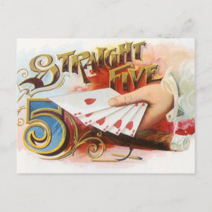 Cartão Postal Arte de rótulo de charuto vintage Straight Flush c