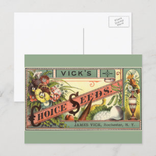 Cartão Postal Arte de rótulo de pacote de sementes vintage, seme