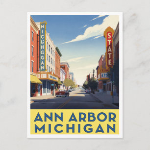 Cartão Postal Arte de Rua do Centro de Ann Arbor Michigan