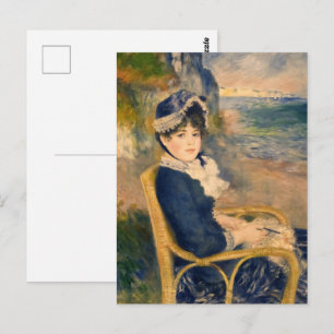 Cartão Postal Arte de senhora francesa vintage fazendo tricô na 