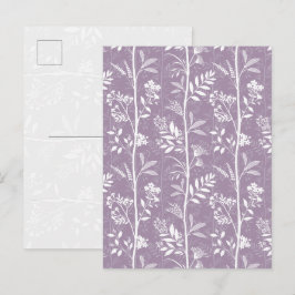 Cartão Postal Arte de Silhueta de Flor Selvagem Roxa Elegante
