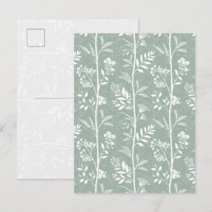 Cartão Postal Arte de Silhueta de Flor Silvestre Verde Sage Maci