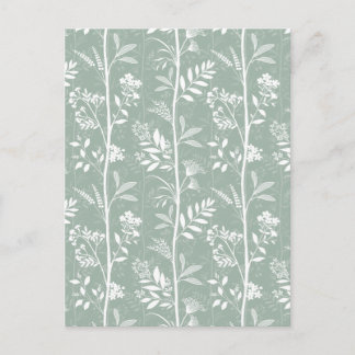 Cartão Postal Arte de Silhueta de Flor Silvestre Verde Sage Maci