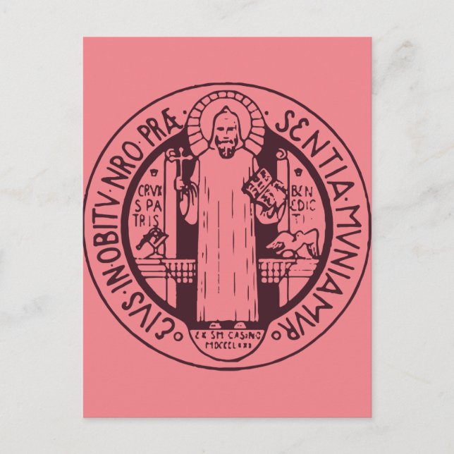 Cartão Postal Arte de Símbolo Minimalista da Medalha de São Bent (Frente)