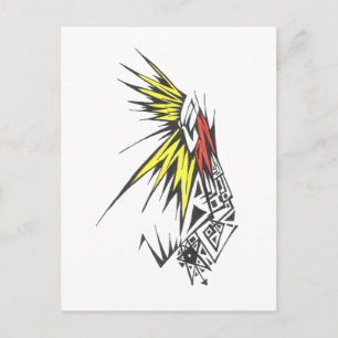 Cartão Postal Arte de Tatuagem Tribal Abstrata Colorida do Sol