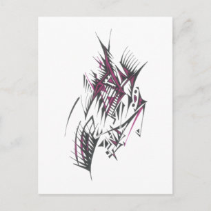 Cartão Postal Arte de Tatuagem Tribal Abstrata Colorida Elétrica