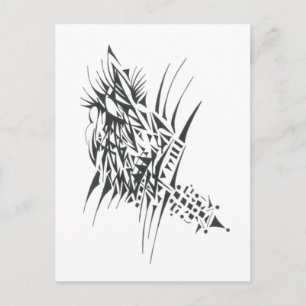 Cartão Postal Arte de Tatuagem Tribal Abstrato Preto Branco