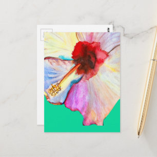 Cartão Postal Arte de tulipas de aquarela rosa