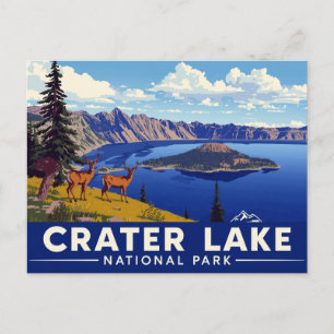 Cartão Postal Arte de Veado do Parque Nacional Crater Lake