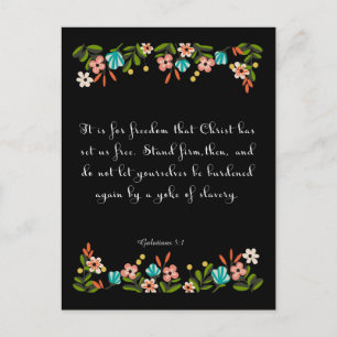 Cartão Postal Arte de Versículo Bíblico - Gálatas 5:1