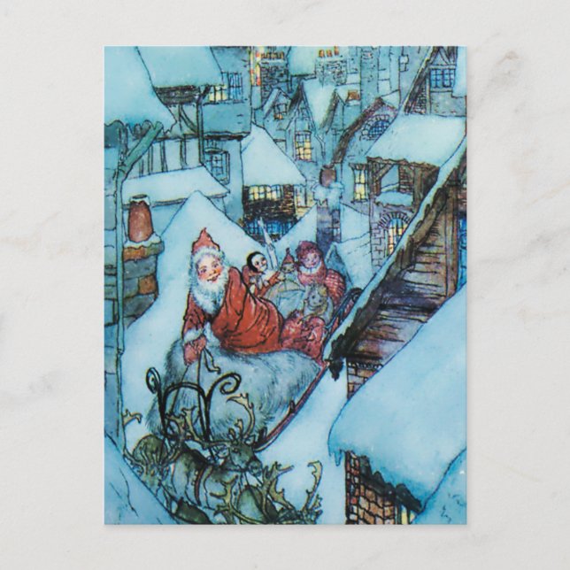Cartão Postal Arte de Véspera de Natal de Arthur Rackham (Frente)