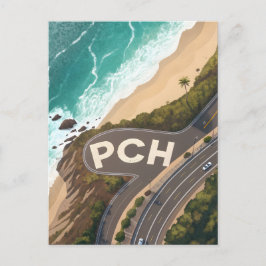 Cartão Postal Arte de Viagem Aéreo da Pacific Coast Highway