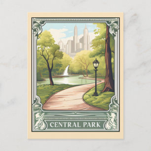 Cartão Postal Arte de Viagem Antiga Central Park NYC