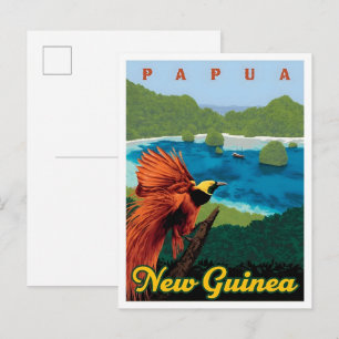 Cartão Postal Arte de Viagem Antiga da Papua-Nova Guiné