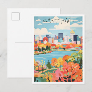 Cartão Postal Arte de Viagem Antiga Saint Paul Minnesota
