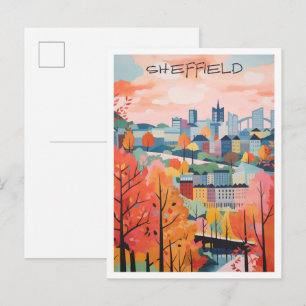 Cartão Postal Arte de Viagem Antiga Sheffield Inglaterra