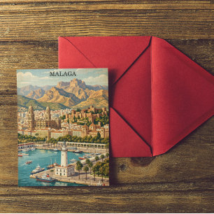 Cartão Postal Arte de Viagem Antigo de Málaga Espanha
