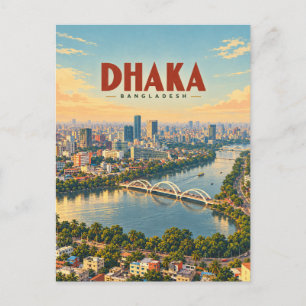 Cartão Postal Arte de Viagem Antigo Dhaka Bangladesh