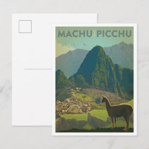 Cartão Postal Arte de Viagem Antigo Machu Picchu Peru