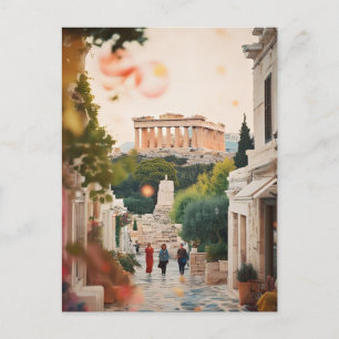 Cartão Postal Arte de viagem Atenas Vintage Grécia 
