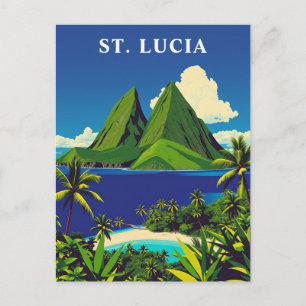 Cartão Postal Arte de Viagem da Ilha Caribenha de Santa Lúcia