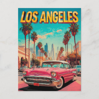 Cartão Postal Arte de Viagem de Carro Clássico Retro de Los Ange