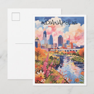 Cartão Postal Arte de Viagem de Indianápolis Indiana 