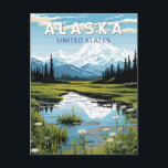 Cartão Postal Arte de Viagem do Alasca Vintage<br><div class="desc">Design de viagem retro do Alasca em vetor. Esta arte de viagem em estilo retrô,  com sua mistura de cores ousadas e charme vintage,  foi projetada para inspirar um senso de aventura.</div>