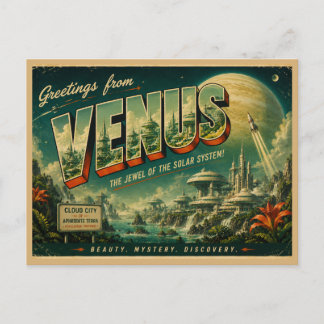 Cartão Postal Arte de Viagem Espacial na Lua Congelada Vintage