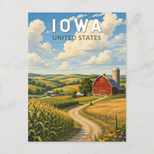 Cartão Postal Arte de Viagem Ilustração Vintage Iowa
