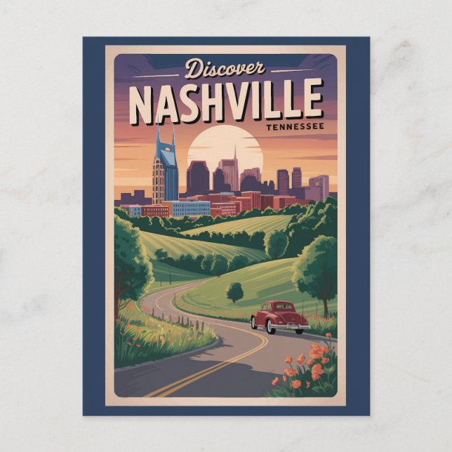 Cartão Postal Arte de Viagem pela Estrada Sul de Nashville Tenne (Frente)