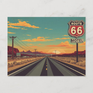 Cartão Postal Arte de Viagem pela Rota 66 Vintage Americana