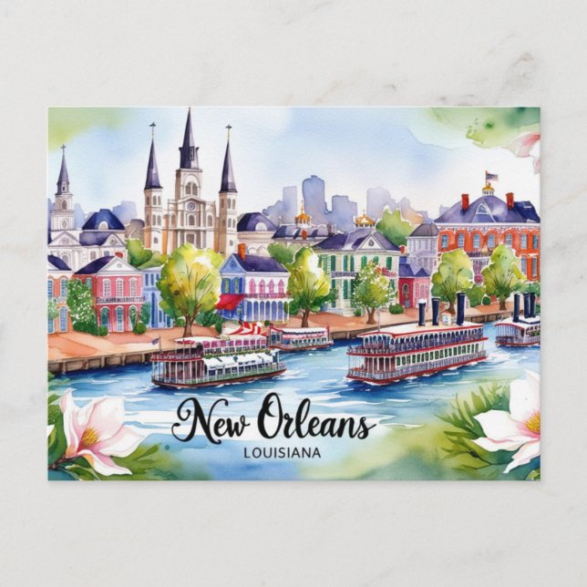 Cartão Postal Arte de Viagem Personalizada Nova Orleans Louisian (Frente)