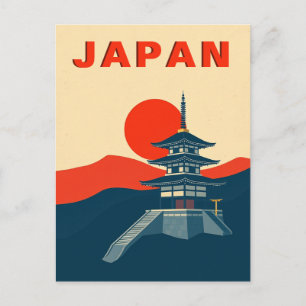 Cartão Postal Arte de Viagem Retro Japão Pagode Templo