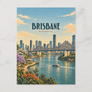 Cartão Postal Arte de Viagem Vintage Brisbane Austrália