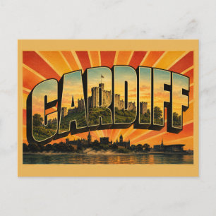 Cartão Postal Arte de Viagem Vintage Cardiff País de Gales
