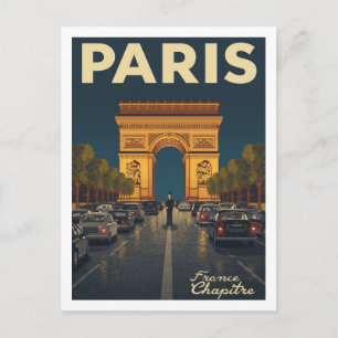 Cartão Postal Arte de Viagem Vintage do Arco do Triunfo de Paris