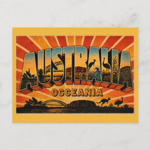 Cartão Postal Arte de Viagem Vintage do País Austrália