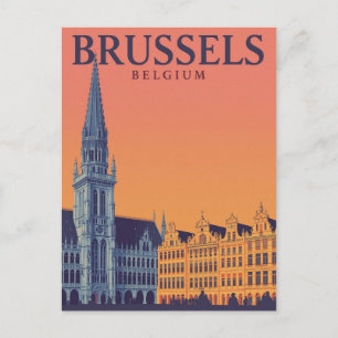 Cartão Postal Arte de Viagem Vintage Grand Place Bruxelas
