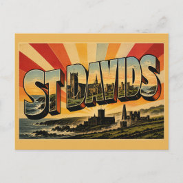 Cartão Postal Arte de Viagem Vintage St Davids País de Gales