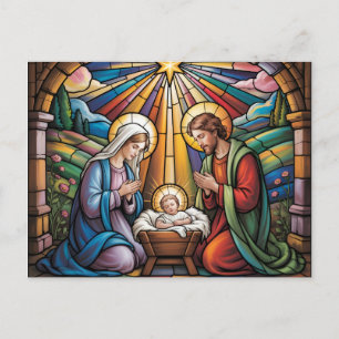 Cartão Postal Arte de Vitral da Natividade – Natal da Sagrada Fa