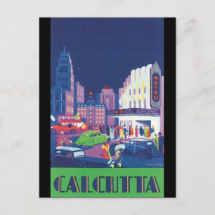 Cartão Postal Arte Deco Calcutá Cena de Teatro Municipal Alto C