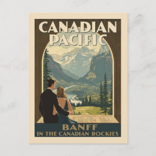 Cartão Postal Arte Deco de Cartaz de Viagem Vintage Banff Rockie